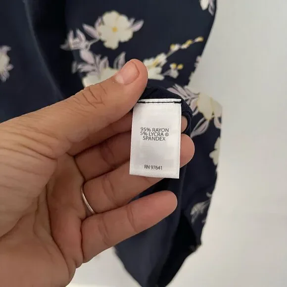 J Jill Navy Floral Dress with pockets Large - Picture 4 of 10